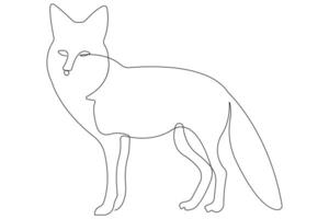 Fox continuous one line drawing illustration vector