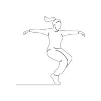 Woman dancing hip hop continuous line drawing of a woman energetic hip-hop dancer practicing. vector