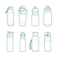 Design collection of refillable drinking water bottles outline illustration. Suitable for packaging sports drink bottles and energy drinks. vector