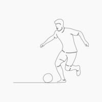 Soccer players, Continuous one line drawing, playing football simple line art design. vector