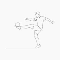Soccer players, Continuous one line drawing, playing football simple line art design. vector