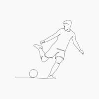 Soccer players, Continuous one line drawing, playing football simple line art design. vector