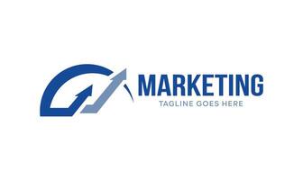 Corporate Marketing Business Company logo design with arrow combination blue color vector