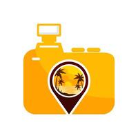 photography design camera icon with summer background vector