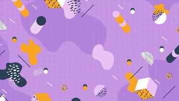 Retro abstract 80's 90's design pattern background. Memphis style with geometrical shapes of different vintage colors. video