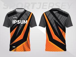 orange on dark background for sports jersey pattern. abstract color texture shirt front and back view mockup. vector
