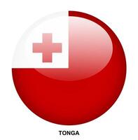 TONGA flag button on white background vector