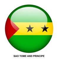 SAO TOME AND PRINCIPE flag button on white background vector