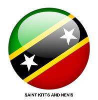 SAINT KITTS AND NEVIS flag button on white background vector