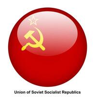 Union of Soviet Socialist Republics flag button on white background vector