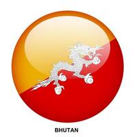 Bhutan flag button on white background vector