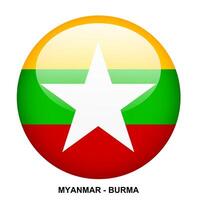 MYANMAR - BURMA flag button on white background vector