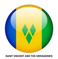 SAINT VINCENT AND THE GRENADINES flag button on white background vector