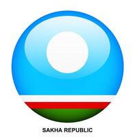 SAKHA REPUBLIC flag button on white background vector