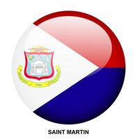 SAINT MARTIN flag button on white background vector