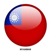 MYANMAR flag button on white background vector