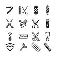 Set of element icons for barber shop tools vector