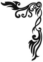 Thin line vintage corner. Medieval period of the Victorian dynasty. Fancy black monogram frame design element abstract icon collection Flower simple symbol vector