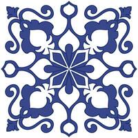 Blue patterns on ceramics, tiles, abstract patterns of flowers. vector