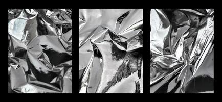 silver foil texture. graphics background for design. rumpled foil photo
