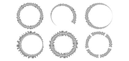 Set of abstract circular equalizer. Sound waves. Radial radio and voice volume symbol. illustrations isolated on white background. vector