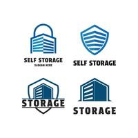 set of collection storage garage logo design concept idea with shield vector