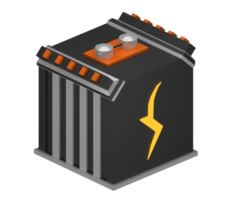 3D illustration of an electric generator or energy storage, facing sideways png