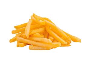 Crispy golden french fries isolated on white photo