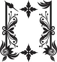 abstract floral frame illustration black and white vector