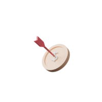 Arrow hit the center of target money coin. Business finance target concept.3d render success of the arrow bow to the target. Marketing time concept. 3d rendering. Minimal png
