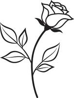 silhouette of a rose illustration black and white vector