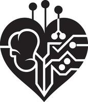 heart with an ECG line illustration black and white vector