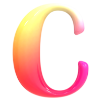 Gradient Font C 3D Render png
