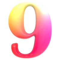 Gradient Number 9 3D Render png