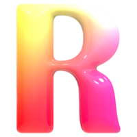 Gradient Font R 3D Render png