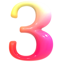 Gradient Number 3 3D Render png