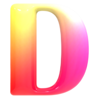 Gradient Font D 3D Render png