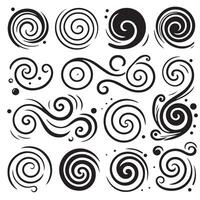 Hand-Drawn Swirls on Clean White Background, Variety of Shapes and Sizes vector