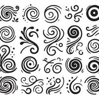 Hand-Drawn Swirls on Clean White Background, Variety of Shapes and Sizes vector