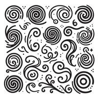 Hand-Drawn Swirls on Clean White Background, Variety of Shapes and Sizes vector