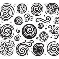 Hand-Drawn Swirls on Clean White Background, Variety of Shapes and Sizes vector