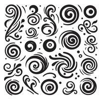 Hand-Drawn Swirls on Clean White Background, Variety of Shapes and Sizes vector