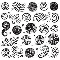 Hand-Drawn Swirls on Clean White Background, Variety of Shapes and Sizes vector