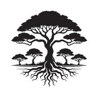 Silhouette of Tree Icon Isolated in White vector