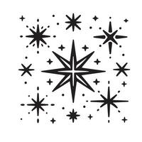 Hand-Drawn Stars on Clean White Background, Variety of Shapes and Sizes vector