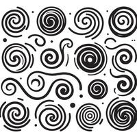 Hand-Drawn Swirls on Clean White Background, Variety of Shapes and Sizes vector