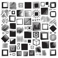 Sketchy Hand-Drawn Squares on Clean White Background, Variety of Shapes and Sizes vector