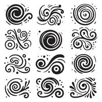 Hand-Drawn Swirls on Clean White Background, Variety of Shapes and Sizes vector