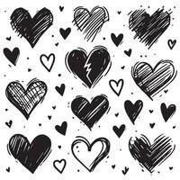 Hand-Drawn Hearts on Clean White Background, Variety of Shapes and Sizes vector