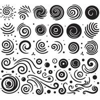 Hand-Drawn Swirls on Clean White Background, Variety of Shapes and Sizes vector